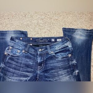 Miss Me Dark Blue Denim Jeans with Rhinestone Accents